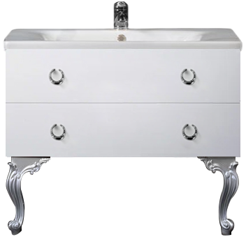 Тумба с раковиной Armadi Art NeoArt 100 white с ручками Drop хром, с ножками