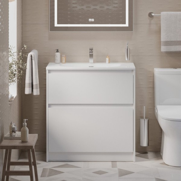 Тумба с раковиной BelBagno Kraft 39 80 напольная, bianco opaco, раковина BB-8099-3-80