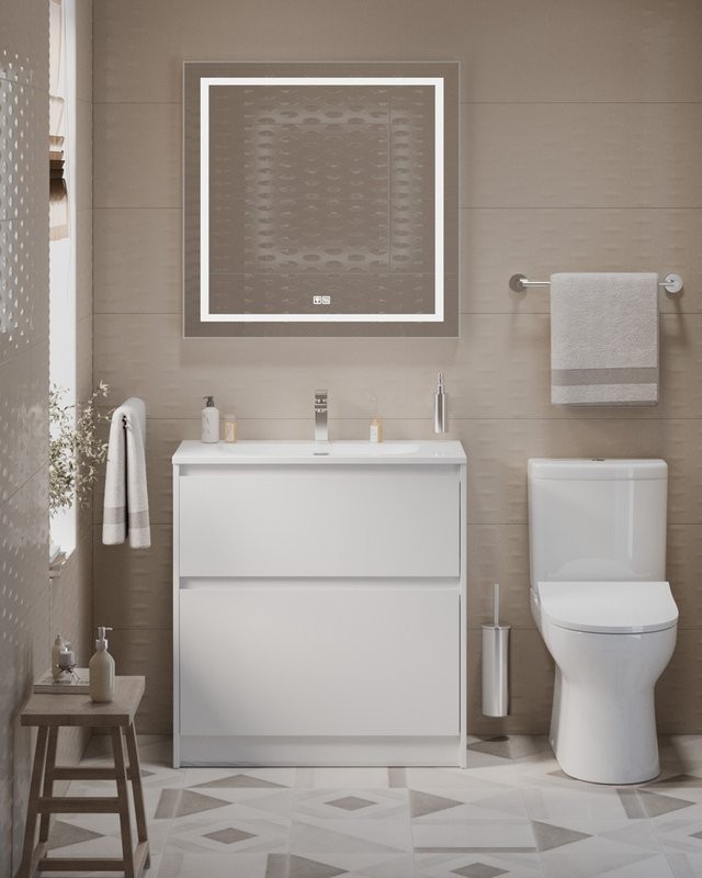 Тумба с раковиной BelBagno Kraft 39 80 напольная, bianco opaco, раковина BB-8099-3-80