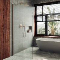 Душевая перегородка Maybahglass MGD-1357-2ш 99 см, профиль бронза, стекло сатин