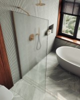 Душевая перегородка Maybahglass MGD-1357-2ш 99 см, профиль бронза, стекло сатин