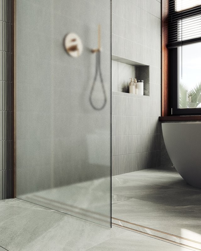 Душевая перегородка Maybahglass MGD-1357-2ш 99 см, профиль бронза, стекло сатин