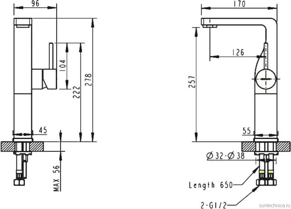 Смеситель для раковины Bravat Arc F16061K-A2-ENG