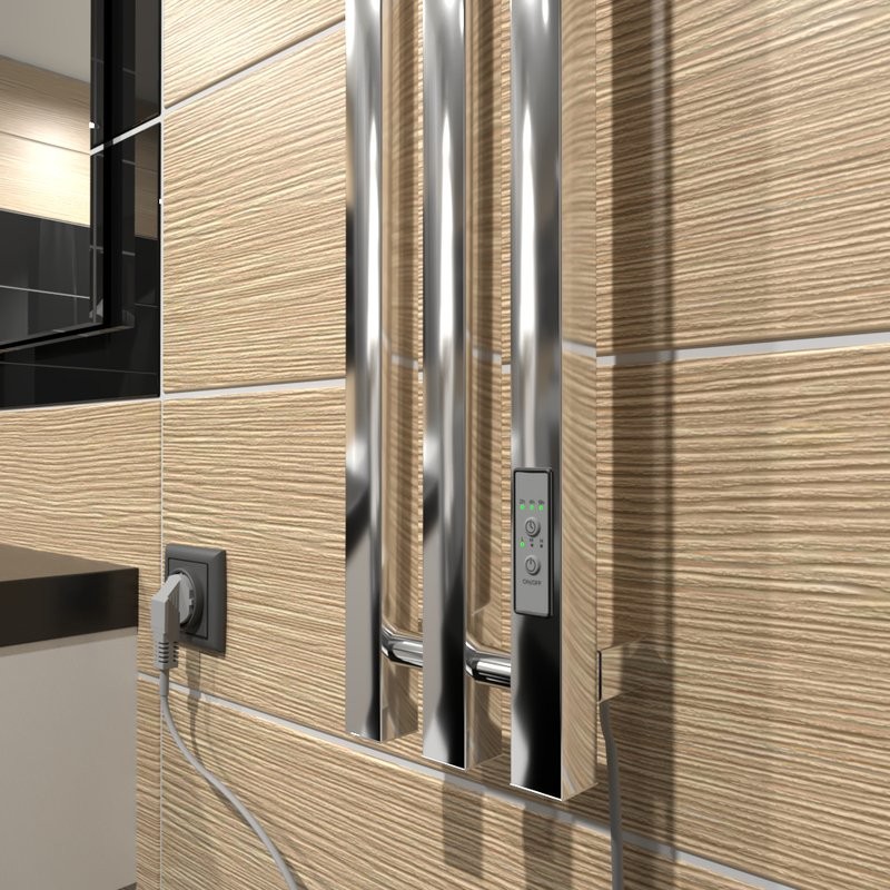 Полотенцесушитель электрический Маргроид Inaro профильный 120х15, с крючками, хром