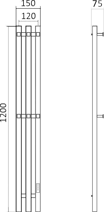 Полотенцесушитель электрический Маргроид Inaro профильный 120х15, с крючками, хром