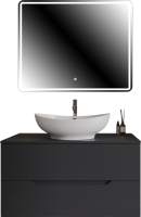 Мебель для ванной комнаты Orange Line 100 подвесная, 2 ящика, матовый графит с раковиной B08-585w