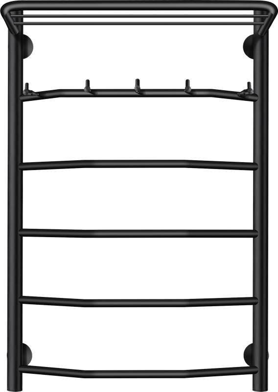 Полотенцесушитель электрический Secado Агата 1 КСП 80x50 см, подключение слева, матовый черный, лесенка, с полкой