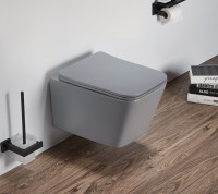 Унитаз подвесной SantiLine SL-5007MG с микролифтом, серый матовый
