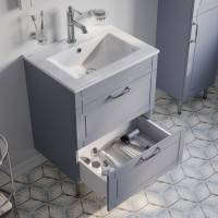 Мебель для ванной комнаты IDDIS Oxford 60 напольная, светло-серая, раковина 0136000i28