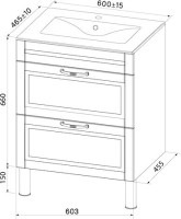 Мебель для ванной комнаты IDDIS Oxford 60 напольная, светло-серая, раковина 0136000i28