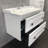 Тумба с раковиной Comforty Феррара 80 подвесная, белый глянец