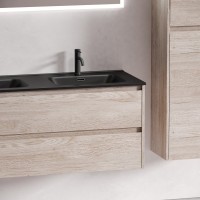 Мебель для ванной комнаты Sancos Libra 120 дуб галифакс натуральный, двойная черная раковина CN7004MB