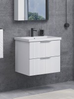 Тумба с раковиной Comforty Лима 60П2 подвесная, 2 ящика, матовая белая