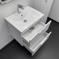 Тумба с раковиной Comforty Лима 60П2 подвесная, 2 ящика, матовая белая