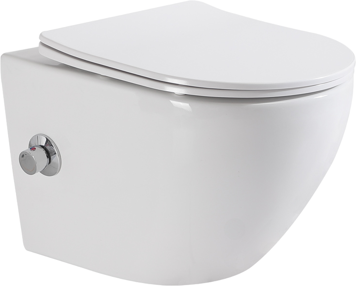 Унитаз подвесной BelBagno Uno BB3105CHR-BS/SC с микролифтом, со смесителем и функцией биде
