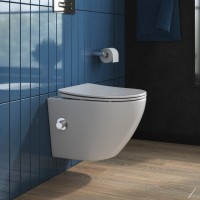 Унитаз подвесной BelBagno Uno BB3105CHR-BS/SC с микролифтом, со смесителем и функцией биде