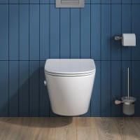 Унитаз подвесной BelBagno Uno BB3105CHR-BS/SC с микролифтом, со смесителем и функцией биде