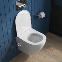 Унитаз подвесной BelBagno Uno BB3105CHR-BS/SC с микролифтом, со смесителем и функцией биде