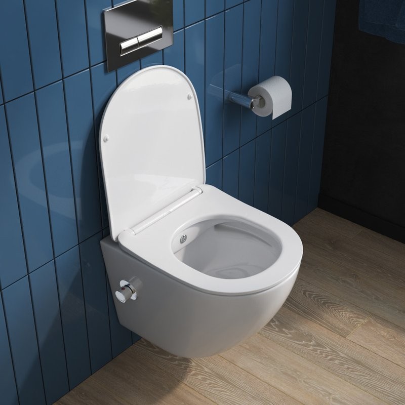 Унитаз подвесной BelBagno Uno BB3105CHR-BS/SC с микролифтом, со смесителем и функцией биде
