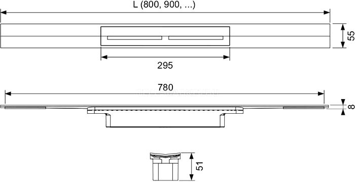 Душевой трап (лоток) TECE Drainprofile 90, сатин черный хром