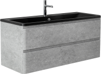 Мебель для ванной комнаты BelBagno Albano 120 подвесная, cemento verona grigio, черная матовая раковина