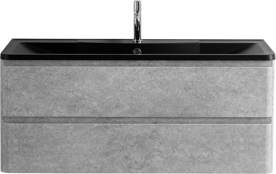 Мебель для ванной комнаты BelBagno Albano 120 подвесная, cemento verona grigio, черная матовая раковина