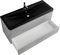Мебель для ванной комнаты BelBagno Albano 120 подвесная, cemento verona grigio, черная матовая раковина