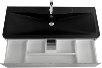 Мебель для ванной комнаты BelBagno Albano 120 подвесная, cemento verona grigio, черная матовая раковина