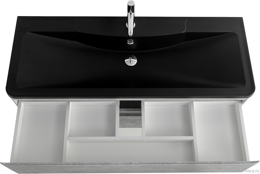 Мебель для ванной комнаты BelBagno Albano 120 подвесная, cemento verona grigio, черная матовая раковина