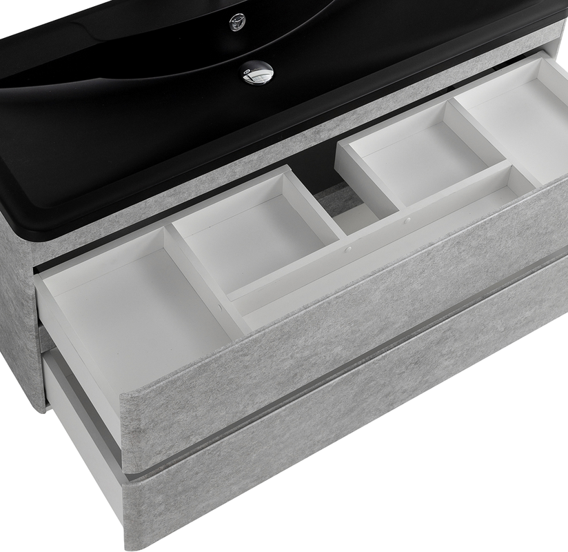Мебель для ванной комнаты BelBagno Albano 120 подвесная, cemento verona grigio, черная матовая раковина