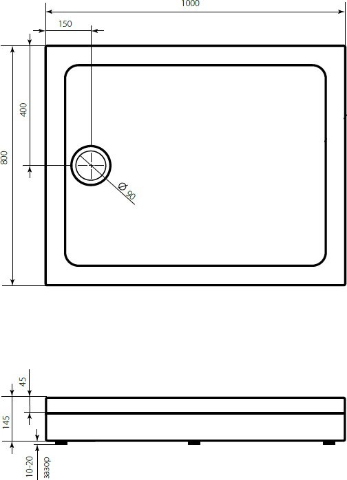 Поддон для душа STWORKI Эстерсунд 100x80, с сифоном