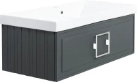 Мебель для ванной комнаты La Fenice Cubo 100 серая, ручка белая