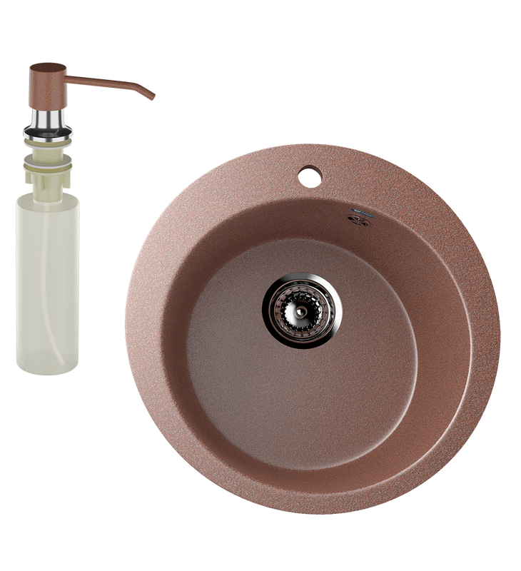 Мойка кухонная Ulgran U-405 307 терракотовая + дозатор U-01 терракот