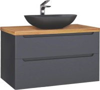 Тумба с раковиной Jorno Wood 100, серая, светлая столешница