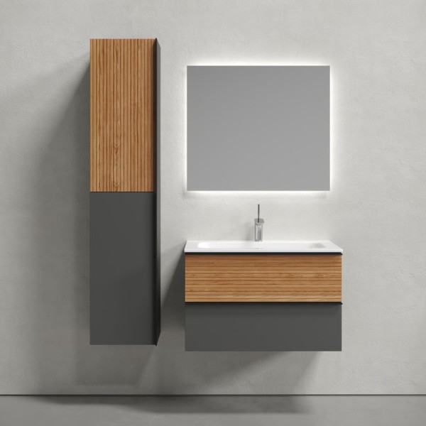 Мебель для ванной комнаты Sancos Delta 80 дуб красный, графит