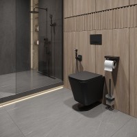 Унитаз подвесной Lemark Florex 9612002 безободковый, с микролифтом, матовый черный
