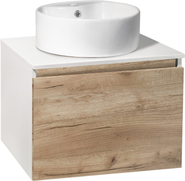 Тумба с раковиной Runo Бари 60 крафтовый дуб, раковина Sole 40
