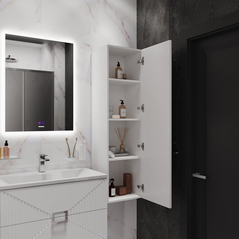 Шкаф-пенал для ванной Grossman Луксор 42 L/R матовый белый