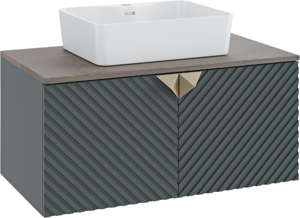 Тумба с раковиной Runo Андорра 85 графит, дуб коньячный, раковина Lavello 50