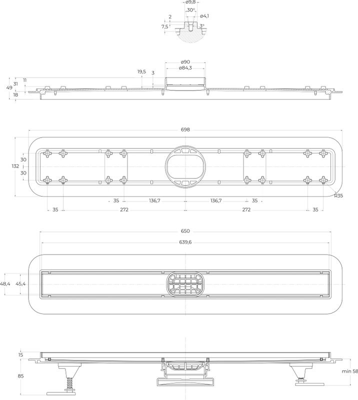 Душевой трап (лоток) BelBagno Luce BB-LD-LUCE-70-CR 65 см, хром