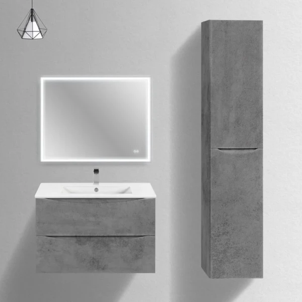 Мебель для ванной комнаты Vincea Mia Slim 80, 2 ящика, бетон