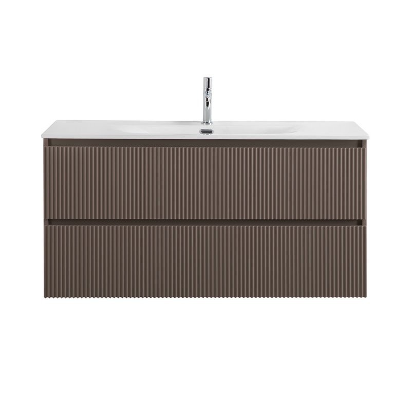 Тумба с раковиной BelBagno Uno 120 подвесная, 2 ящика, матовая бежевая