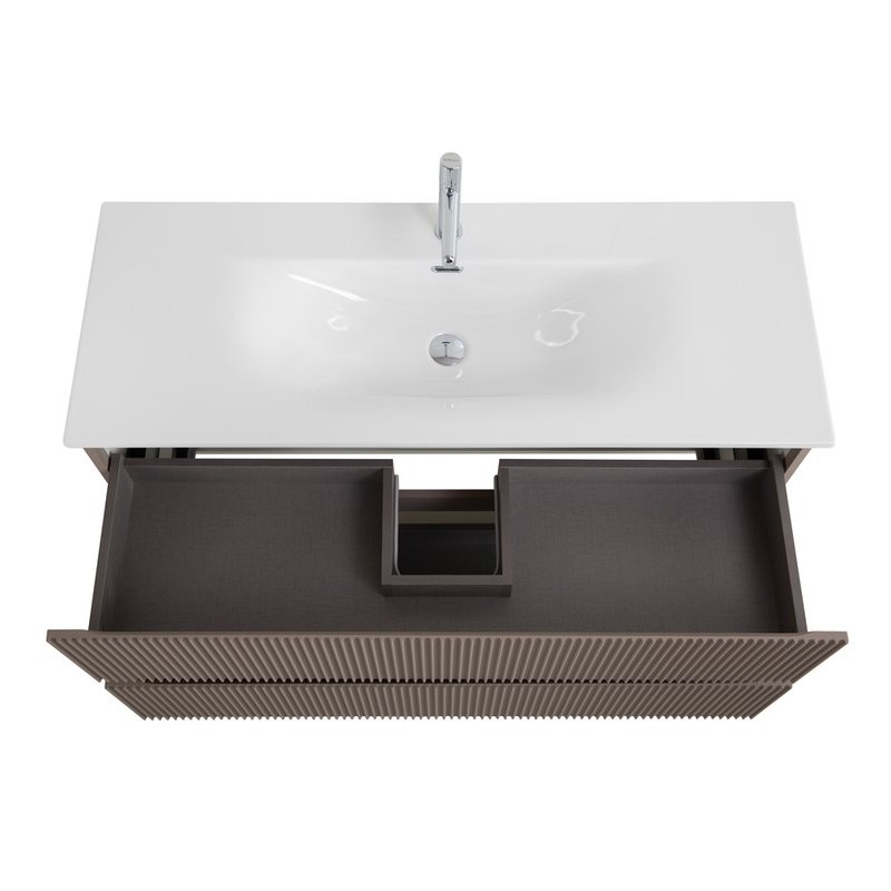 Тумба с раковиной BelBagno Uno 120 подвесная, 2 ящика, матовая бежевая