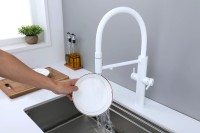 Смеситель для кухни Paulmark Nexus Ne213999-WH с гибким изливом, белый матовый