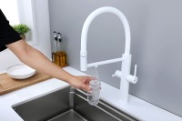 Смеситель для кухни Paulmark Nexus Ne213999-WH с гибким изливом, белый матовый