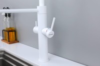 Смеситель для кухни Paulmark Nexus Ne213999-WH с гибким изливом, белый матовый