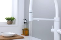 Смеситель для кухни Paulmark Nexus Ne213999-WH с гибким изливом, белый матовый
