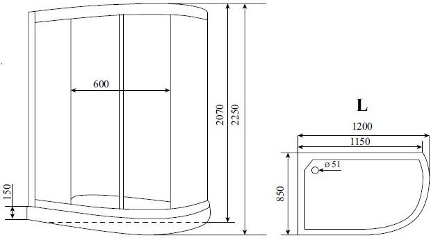 Душевая кабина Timo Lux T-7702 L с сиденьем