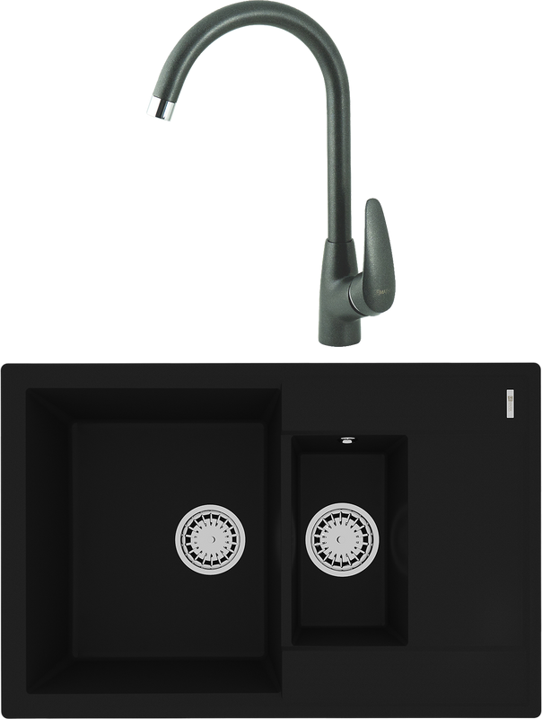 Комплект Мойка Lemark Ramza 760 9910037 антрацит + Смеситель Linara LM0405PAN антрацит