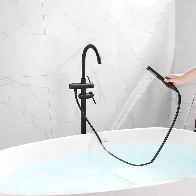 Напольный смеситель для ванны с душем BOCH MANN Braies BM8921 матовый черный